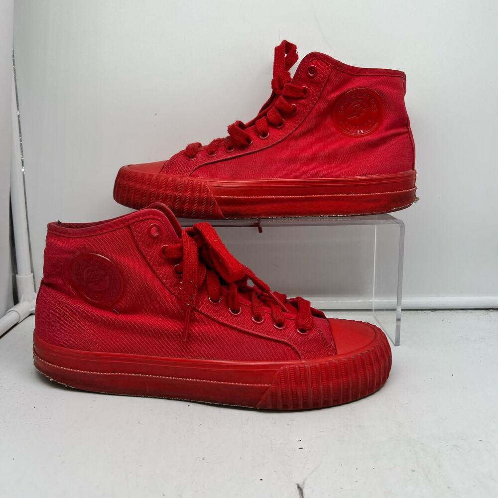 PF Flyers Shoes Womens 8.5 Center Hi Red Canvas High Top Sneakers Skate *
